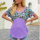 SOSPRING Leopard Waffle-Knit Short Sleeve Top