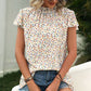 Ditsy Floral Mock Neck Short Sleeve T-Shirt