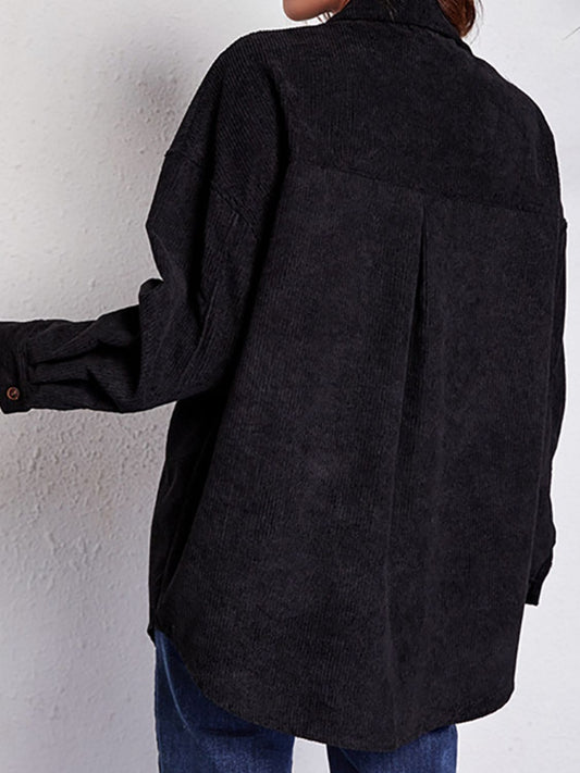 Women's Patch Pocket Dropped Shoulder Shirt Jacket