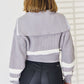 Striped Zip Up Dropped Shoulder Cardigan