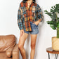 Double Take Full Size Plaid Curved Hem Shirt Jacket with Breast Pockets