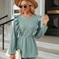 Round Neck Ruffled Peplum Blouse