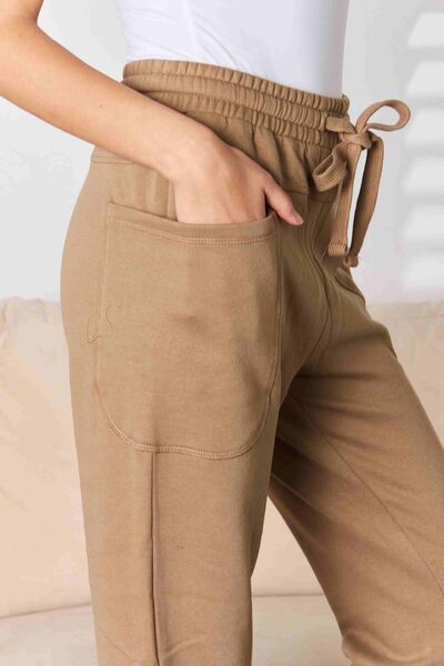 RISEN High Rise Mocha Relaxed Joggers