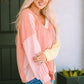 Color Block V-Neck Dropped Shoulder Sweatshirt with Pocket