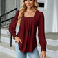 Full Size Square Neck Puff Sleeve Blouse