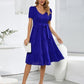 Smocked Tie Front Short Sleeve Tiered Dress