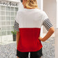 Women's Striped Color Block Round Neck Tee