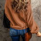 Contrast Round Neck Dropped Shoulder Sweater