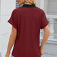 Eyelet Johnny Collar Short Sleeve T-Shirt