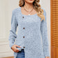 Decorative Button Square Neck T-Shirt