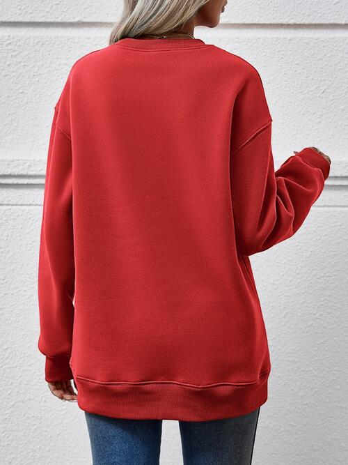 CHRISTMAS Graphic Round Neck Dropped Shoulder Sweatshirt