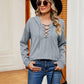 Full Size Lace-Up Long Sleeve Hoodie