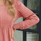 Aurora Lea Smocked Round Neck Lantern Sleeve Blouse