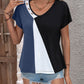 Women's Bryony Color Block Decorative Button V-Neck Tee
