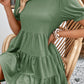 SOCHIC Puff Sleeve Tie Back Tiered Dress