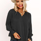 Swiss Dot Tie Neck Flounce Sleeve Blouse