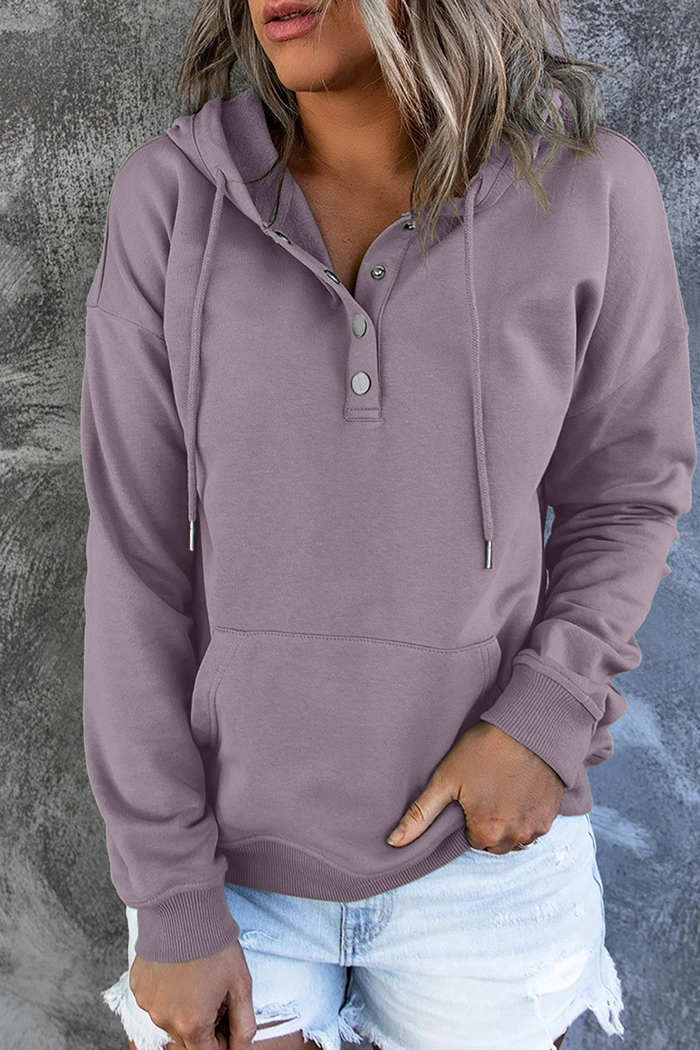 Full Size Dropped Shoulder Long Sleeve Hoodie with Pocket