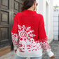 KnittedEmporium Christmas Snowflake Pattern Mock Neck Sweater