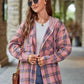 Full Size Plaid Long Sleeve Hooded Jacket