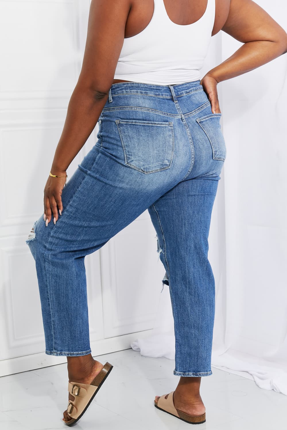 RISEN Full Size Emily High Rise Relaxed Jeans *