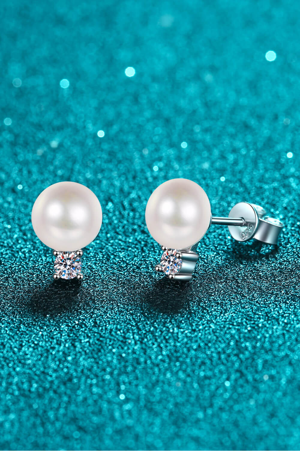 Ariel&Emaline Moissanite Pearl Stud Earrings