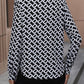 LoveByHannah Printed Collared Neck Black Long Sleeve Shirt