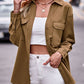 Pocketed Button Up Dropped Shoulder Shacket