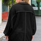 Plus Size Half Button Collared Neck Long Sleeve Blouse