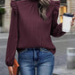 Full Size Mock Neck Ruffle Shoulder Blouse