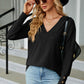 V-Neck Lantern Sleeve T-Shirt