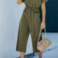 DuskJumpers Tie-Waist Buttoned Cropped Jumpsuit