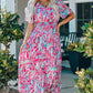 Women's Multicolored V-Neck Maxi Dress