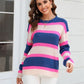 Color Block Round Neck Dropped Shoulder Sweater