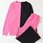 Adryane Jay Color Block Round Neck Sweatshirt and Pants Set