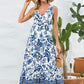 Printed V-Neck Wide Strap Dress