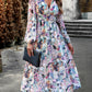 IconicDream Printed V-Neck Long Sleeve Midi Dress