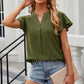 Notched Cap Sleeve T-Shirt