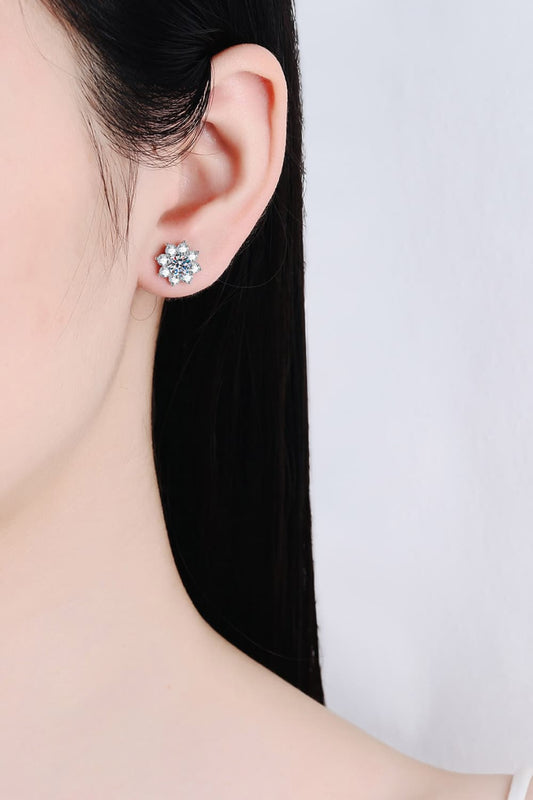1 Carat Moissanite 925 Sterling Silver Flower Earrings 💜