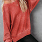 Full Size Dropped Shoulder Slit Sweatshirt