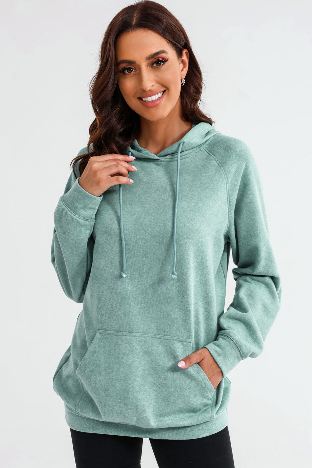 Full Size Long Sleeve Front Pocket Hoodie