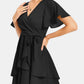 Surplice Neck Flutter Sleeve Dress