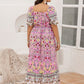 Plus Size Printed Square Neck Ruffle Hem Dress