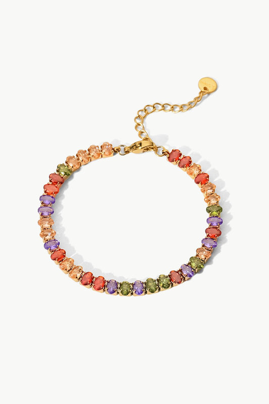 18K Women's Gold Plated Multicolored Zircon Bracelet