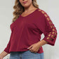 3/4 Sleeve Cutout Detail Top