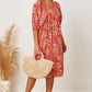 Floral Tie Neck Half Sleeve Dress
