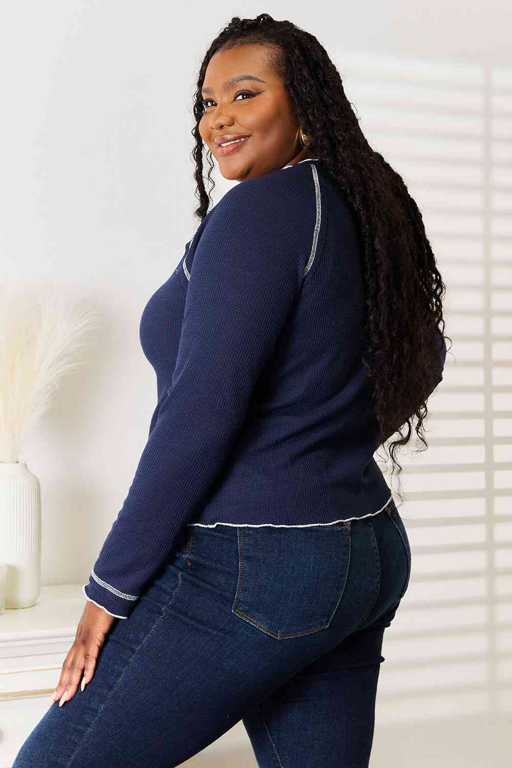 Basic Bae Long Raglan Sleeve Round Neck Top *