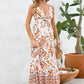 Printed V-Neck Wide Strap Dress