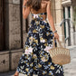 Slit Smocked Printed Maxi Cami Dress