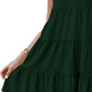 Ruffled Round Neck Cap Sleeve Mini Dress