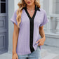 Eyelet Johnny Collar Short Sleeve T-Shirt